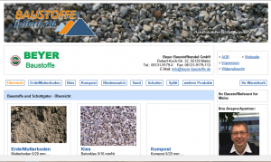Screenshot des Beyer Onlineshops auf der Plattform für Bauschüttgüter www.baustoffe-liefern.de